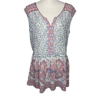 Maurices Paisley Floral Sleeveless Sheer Peplum Tunic Top Size X-Large